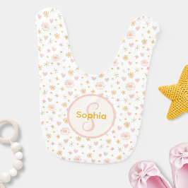Babador Crianças: Cute Name Pink Orange Patterno of Suns H