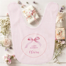 Babador Garota de Aniversário do Arco Coquette Rosa