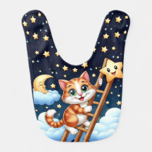 Gatinho bonito sobe escada até a lua