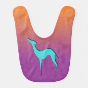 Babador Greyhound Whippet dog azul laranja abdome
