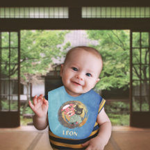 Lion Dance Baby Bib - Black Cat Poiling