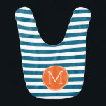 Babador Monograma Laranja com Padrões Vermelhos e Brancos<br><div class="desc">Um design simples com uma área para monogramas. Se precisar ajustar o trabalho de arte ou alterar a fonte,  clique na área personalizar. Isso o levará à ferramenta design onde você pode fazer muitas mudanças.</div>