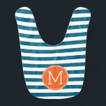 Babador Monograma Laranja com Padrões Vermelhos e Brancos<br><div class="desc">Um design simples com uma área para monogramas. Se precisar ajustar o trabalho de arte ou alterar a fonte,  clique na área personalizar. Isso o levará à ferramenta design onde você pode fazer muitas mudanças.</div>