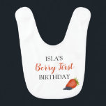 Babador Nome personalizado Berry First Birthday Bib<br><div class="desc">Uma adição muito fofa ao seu tema de primeiro aniversário 'Berry' que você pode adicionar seu nome. Pessoalmente,  desenhar todas as imagens dos meus produtos para que possam ter a certeza de que estão a obter um design único que não encontrarão nos produtos de ninguém.</div>