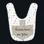 Babador Personalização da Bib do Menino Chanukah/Hanukkah<br><div class="desc">Chanukah/Hanukkah Baby Boy Bib/Personalize. Aproveite este doce bebê Hanukkah de dois lados,  bíblia,  cheio de estrelas azuis e marrons com um sonho espiralado pronto para personalização. Escolha seu estilo de fonte,  cor,  tamanho e texto favoritos para seu pequeno estilo especial. Obrigados para parar e comprar. Sempre apreciado! Feliz Chanukah/Hanukkah!</div>