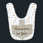 Babador Personalização da Bib do Menino Chanukah/Hanukkah<br><div class="desc">Chanukah/Hanukkah Baby Boy Bib/Personalize. Aproveite este doce bebê Hanukkah de dois lados,  bíblia,  cheio de estrelas azuis e marrons com um sonho espiralado pronto para personalização. Escolha seu estilo de fonte,  cor,  tamanho e texto favoritos para seu pequeno estilo especial. Obrigados para parar e comprar. Sempre apreciado! Feliz Chanukah/Hanukkah!</div>