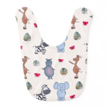 Playful Watercolor Safari Animal Baby Bib (v.1)