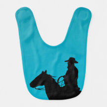 Silhueta de Cowboy e Cavalo em Turquesa
