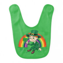 Toon leprechaun bonito com shamrock e arco-íris