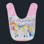 Babador Unicorn Cute First Birthday Pastel Pink Watercolor<br><div class="desc">Bib Bebês De Bib De Cores De Água Rosa Do Pastel Do Unicorn Cute First Birthday Para todos aqueles jovens no coração um adorável design de unicórnio,  usando uma das minhas aquarelas originais. Adicione um pouco de magia à sua vida!</div>