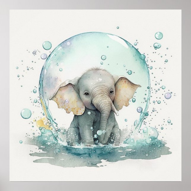 Baby Animal for Nursery, poster de elefante bonito (Frente)