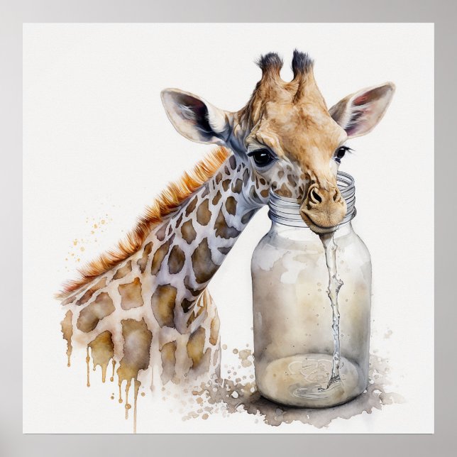 Baby Animal for Nursery, poster de girafa (Frente)