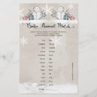 Baby Animal Match Snowman Chá de fraldas
