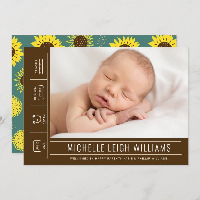 BABY ANUNCEMENT Adicionar sua foto (Frente/Verso)