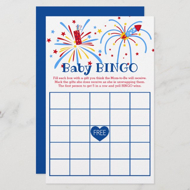 Baby Bingo 4, Chá de fraldas Patriótico de julho (Frente/Verso)