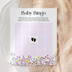 Baby Bingo Boho Wildflower Chá de fraldas Card