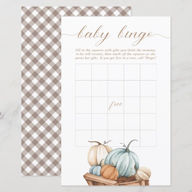 Baby Bingo - Chá de fraldas Russo de outono (Frente/Verso)