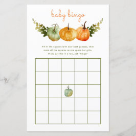 Baby Bingo Game Novembro Pumpkin Fall Chá de frald