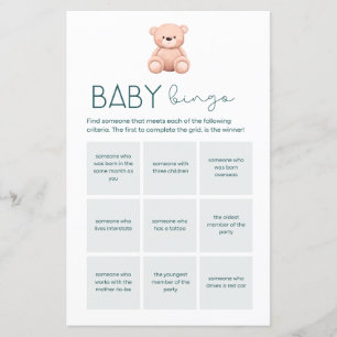 Baby Bingo Jogos de Chá de Bebê Menino