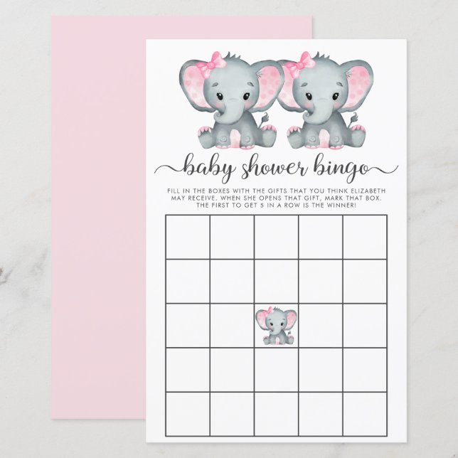 Baby Bingo Twin Girls Elephant Game (Frente/Verso)