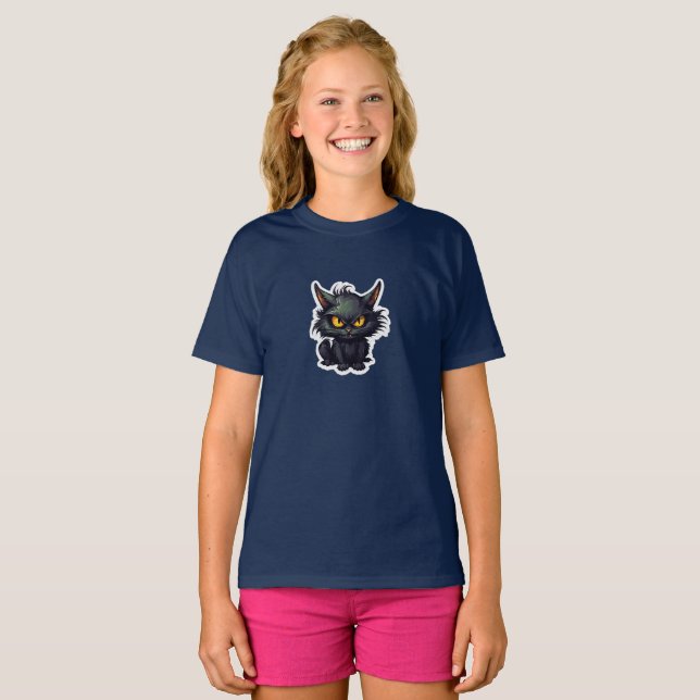Baby Black Cat Design - Camiseta Básica Para Menin (Frente Completa)