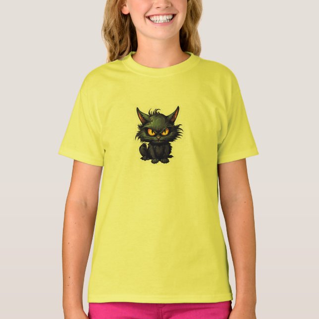 Baby Black Cat Design - Camiseta Básica Para Menin (Frente)