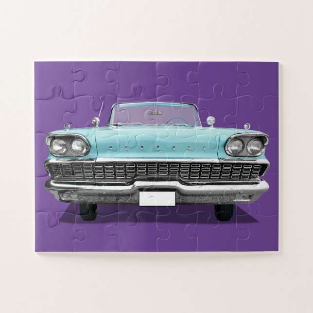 BABY BLUE CLASSIC CAR JIGSAW QUEBRA-CABEÇA (Horizontal)