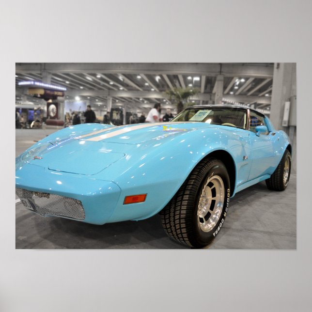 Baby Blue Corvette Poster (Frente)