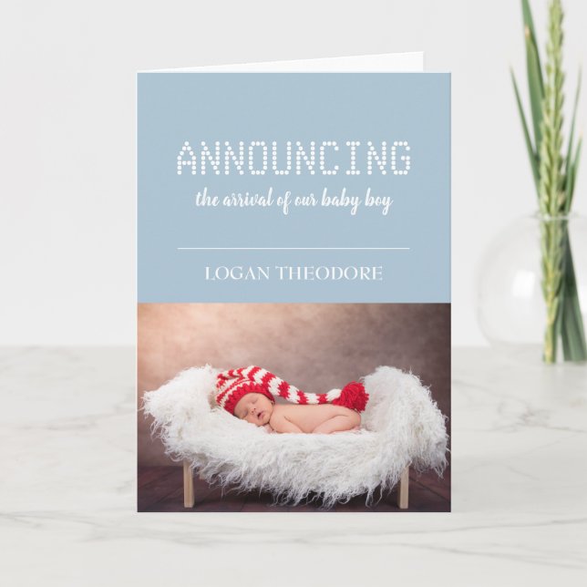 Baby Boy | Anúncio de nascimento Cartão Personaliz (Frente)