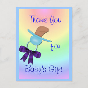 Baby Boy Binkie Obrigado cartão postal - personali