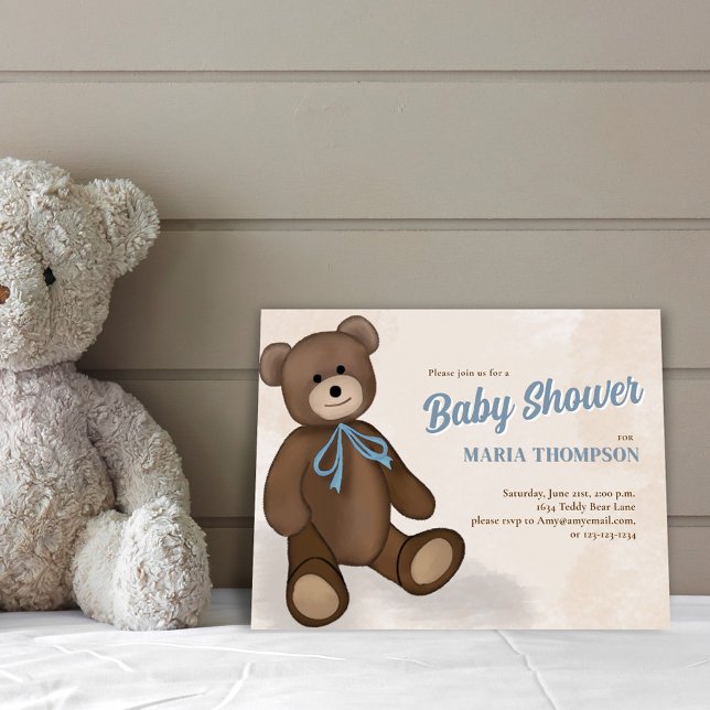 Baby Boy Blue Chá Convites (Cute Baby Shower custom invitaiton postcard. )