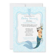 Baby Boy Merman Merboy Prince Crown Damask Convite