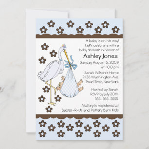 Baby Boy Stork Boy Baby Shower Convites