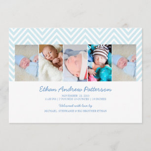 Baby Boy Zigzag Blue 5 Foto Anúncio de Nascimento