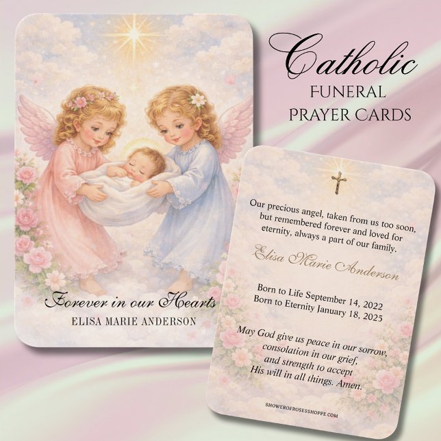 Baby Catholic Funeral Memorial Holy Card - (Criador carregado)