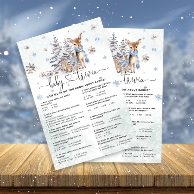 Baby Deer Baby Trivia Cartão de Chá de fraldas (Criador carregado)