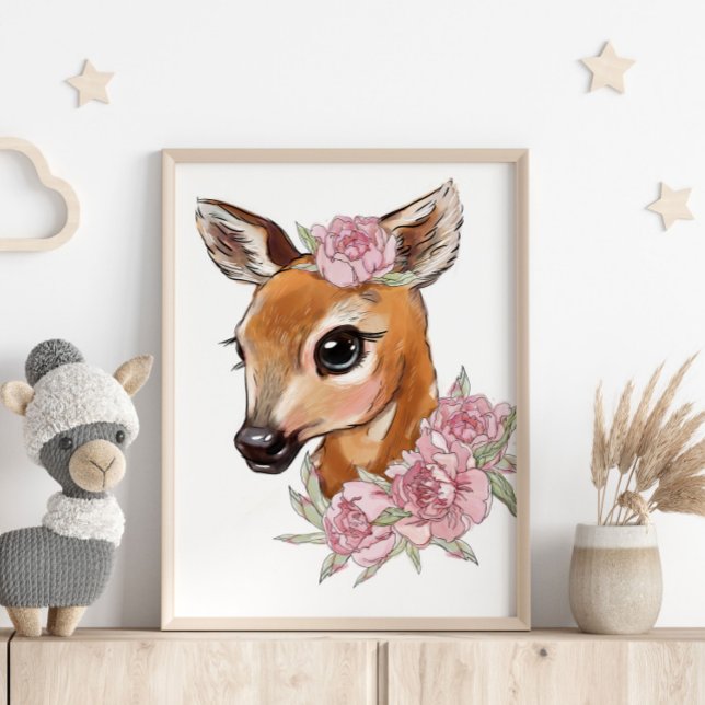 Baby Deer Rosa Animal Poster | Impressão de parede (Criador carregado)