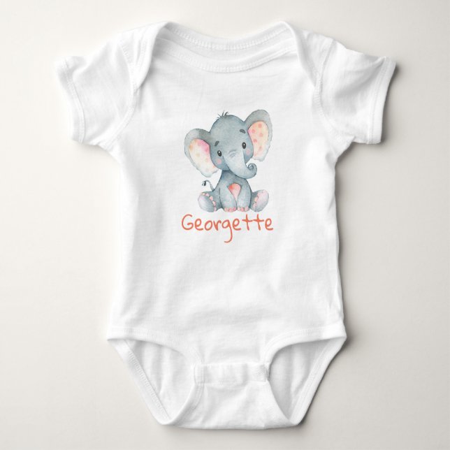 Baby Elephant Baby t-Shirt monograma personalizado (Frente)