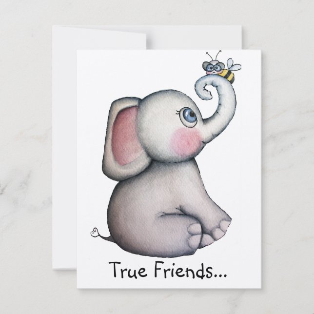 Baby Elephant com Cartão de Convite à Apresentação (Frente)