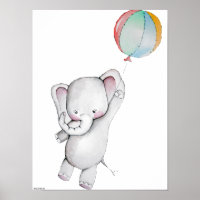 Baby Elephant com Poster personalizável de balão