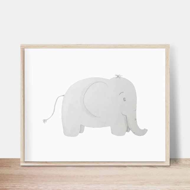 Baby Elephant Watercolor Nursery Poster (Criador carregado)
