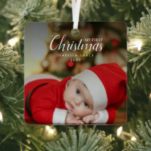 Baby First Christmas Elegant Modern Photo Keepsawn
