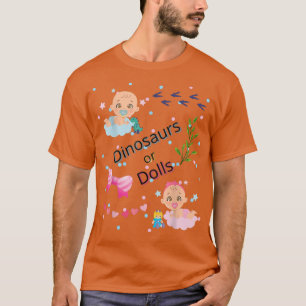 Baby Gender Reveal Dinossauros ou Dolls T-Shirt