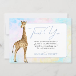 Baby Giraffe Blue Chá de fraldas Cartões de agrade