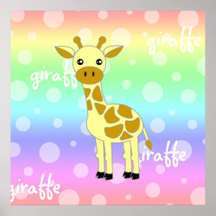 Baby Giraffe Cute Rainbow Poster / Impressão