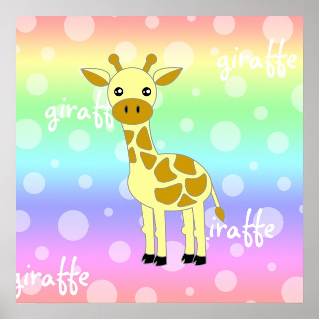 Baby Giraffe Cute Rainbow Poster / Impressão (Frente)