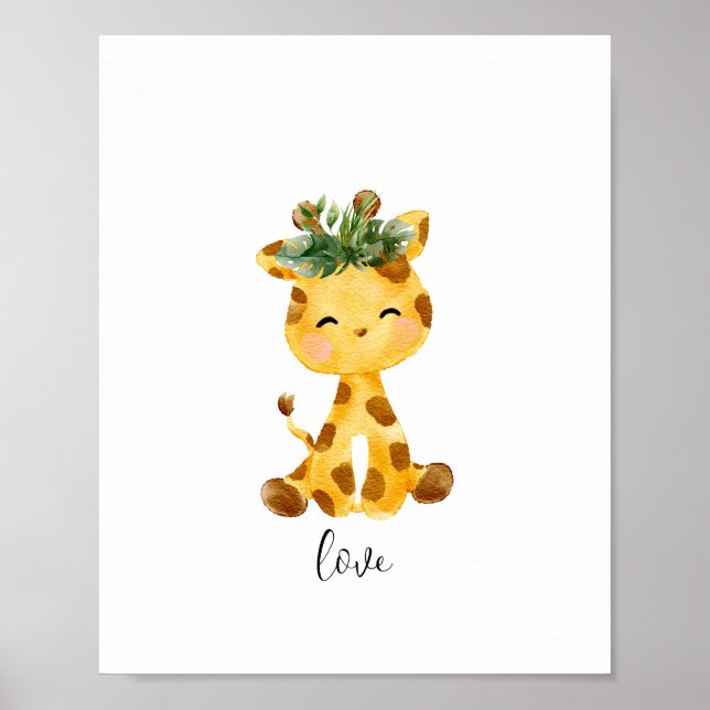 Baby Giraffe Love Nursery Poster (Frente)