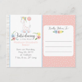 Baby Giraffe Rustic Floral Baby Birth Anúncio