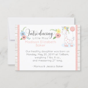 Baby Giraffe Rustic Floral Baby Birth Anúncio