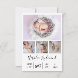Baby Girl 4 Photo Birth Anúncio Obrigado